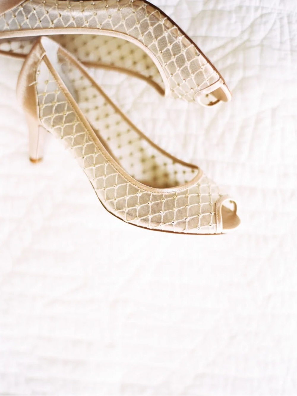 Mesh rhinestone kitten heels peep toe wedding bridal mother of the bride glam